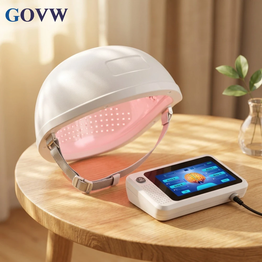 GOVW 1070nm PBM Near Infrared Therapy Helmet Touch Screen for Migraine Anxiety Depression Deep Brain Stimulation for Dementia