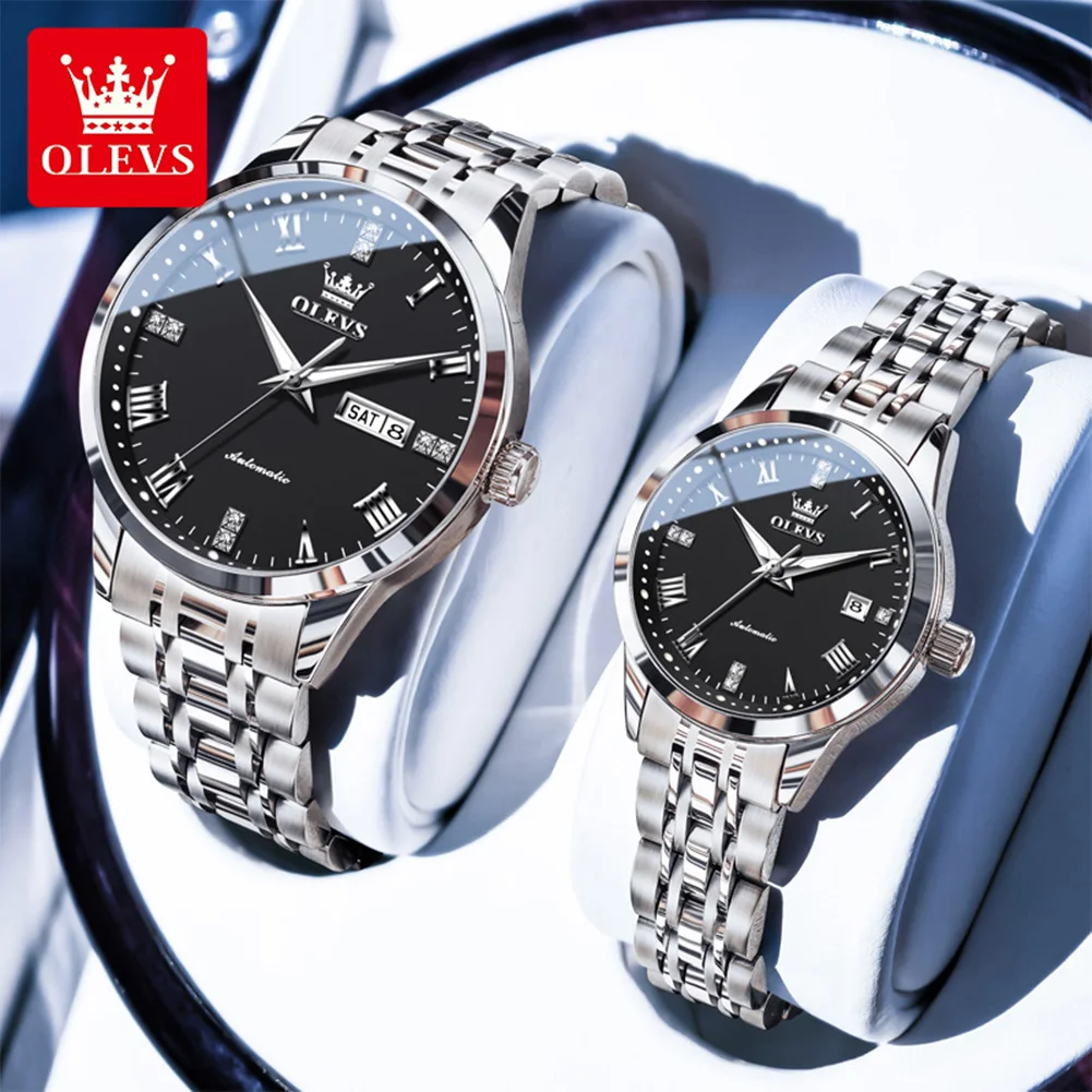 

OLEVS Brand New Fashion Couple Mechanical Watch Waterproof Date Automatic Watch for Man and Women Luminous Luxury Wristwatch