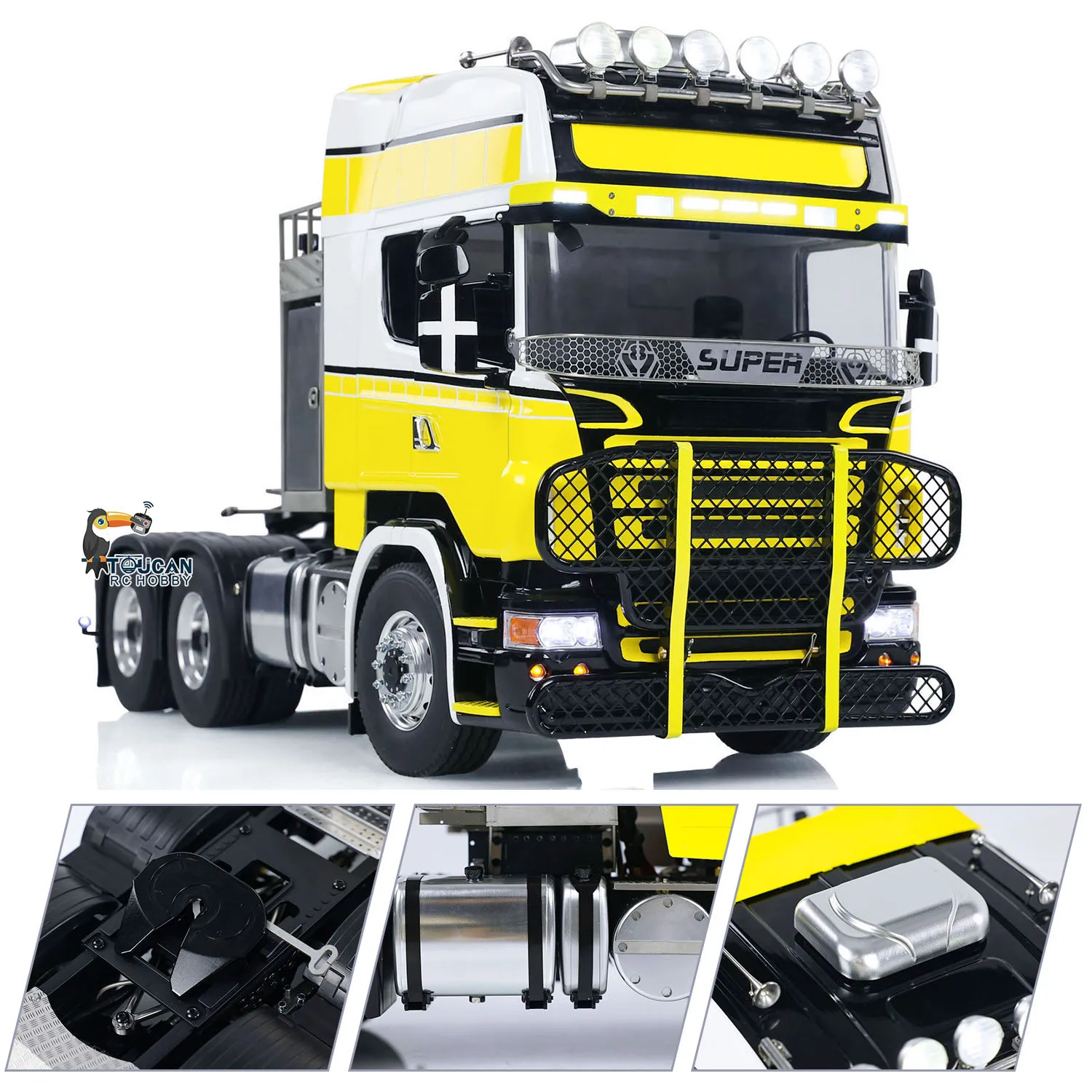 

1/14 DIY 6x6 RC Tractor Truck LESU Radio Control Metal Chassis G-6181 Equipment Rack Cars Painted Finished Model THZH1779