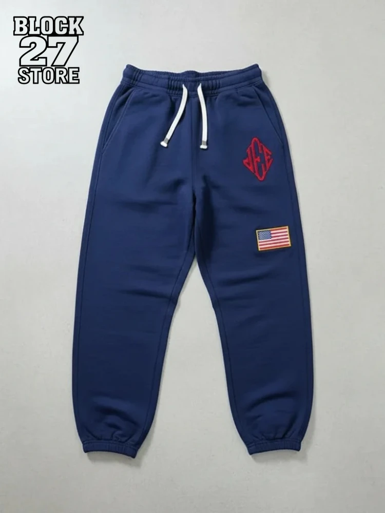 

Mens Sweatshirt Set Harajuku Y2K Streetwear Embroidered Quarter Sports Pants American Vintage Casual Loose Fit Unisex Fashion