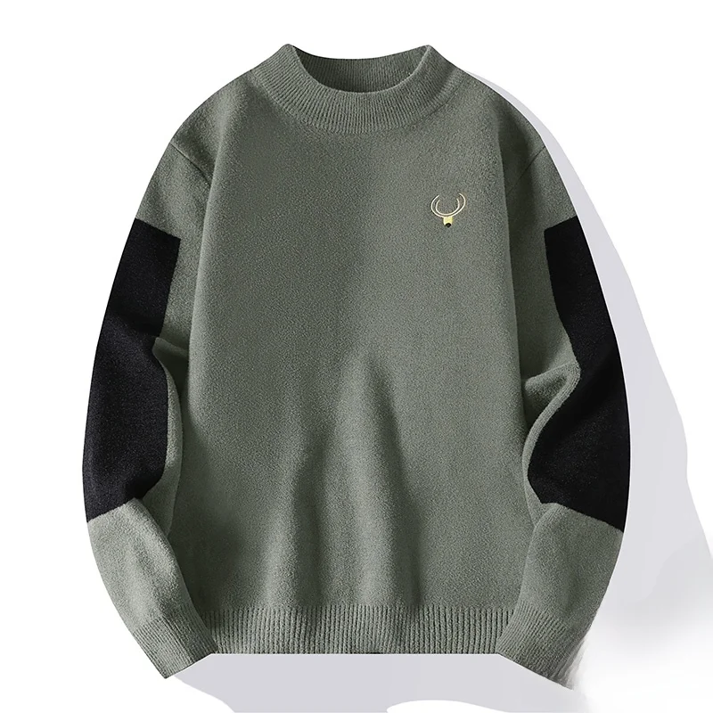 

Модный мужской вязаный свитер с высоким воротником, молодежный, стильный, теплый базовый слой, корейский стиль, осень-зима, новинка