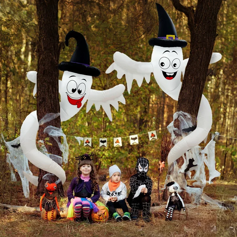 Halloween decorative garden ornament luminous with LED lights ghost holding tree air mold