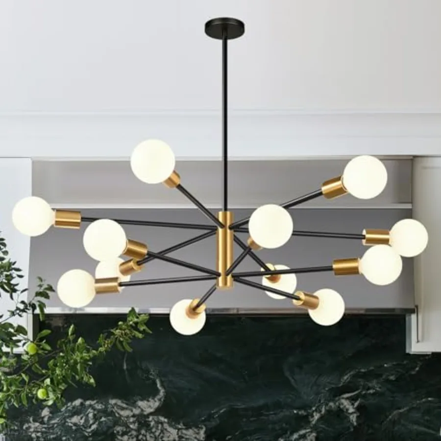 

33" Modern Chandelier Ceiling Light Fixture, Sputnik Cheliers Mid Century Chelier Over Table, Height Adjustable Chandeliers for