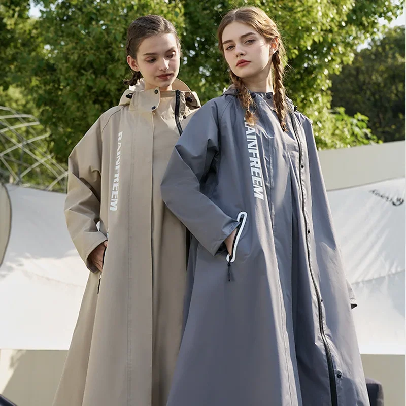 Impermeável tipo blusão longo, Impermeável duplo Placket, Poncho de chuva impermeável, Outdoor Caminhadas Equitação Casal Rainsuit, Nova moda