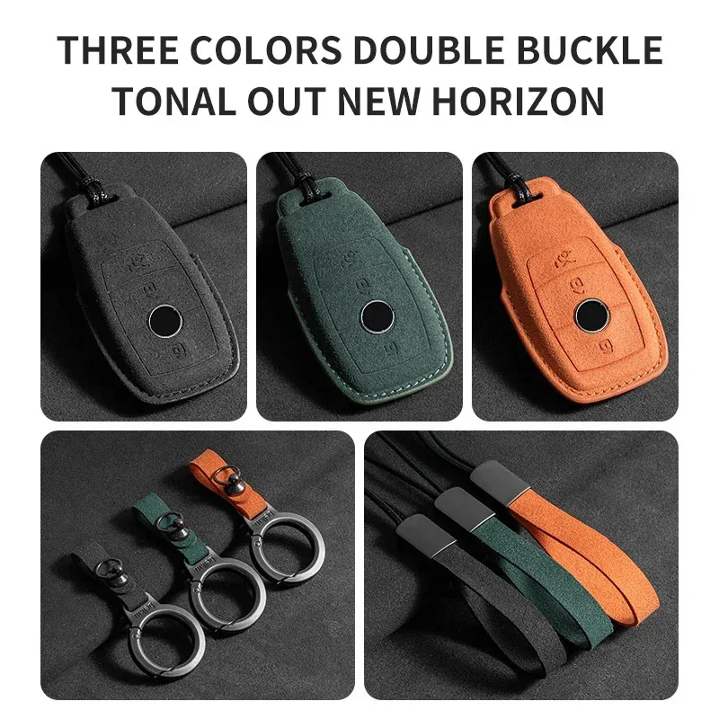 Funda de cuero de ante para llave de coche, carcasa para mando a distancia Mercedes Benz Clase E W213 W205 E200 E260 E300 E320 AMG CLA 2018 2019 2020