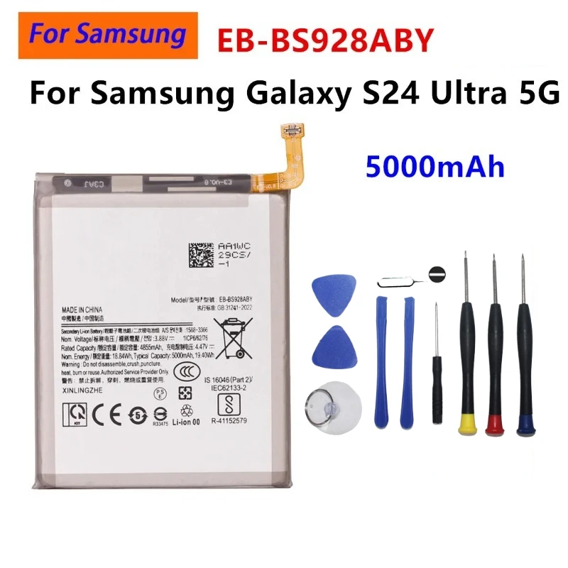 Grade A EB-BS928ABY 5000mAh 3.88V Replacement Battery For Samsung Galaxy S24 Ultra SM‑S928 SM‑S928B/DS SM‑S928U SM‑S928N + Tools