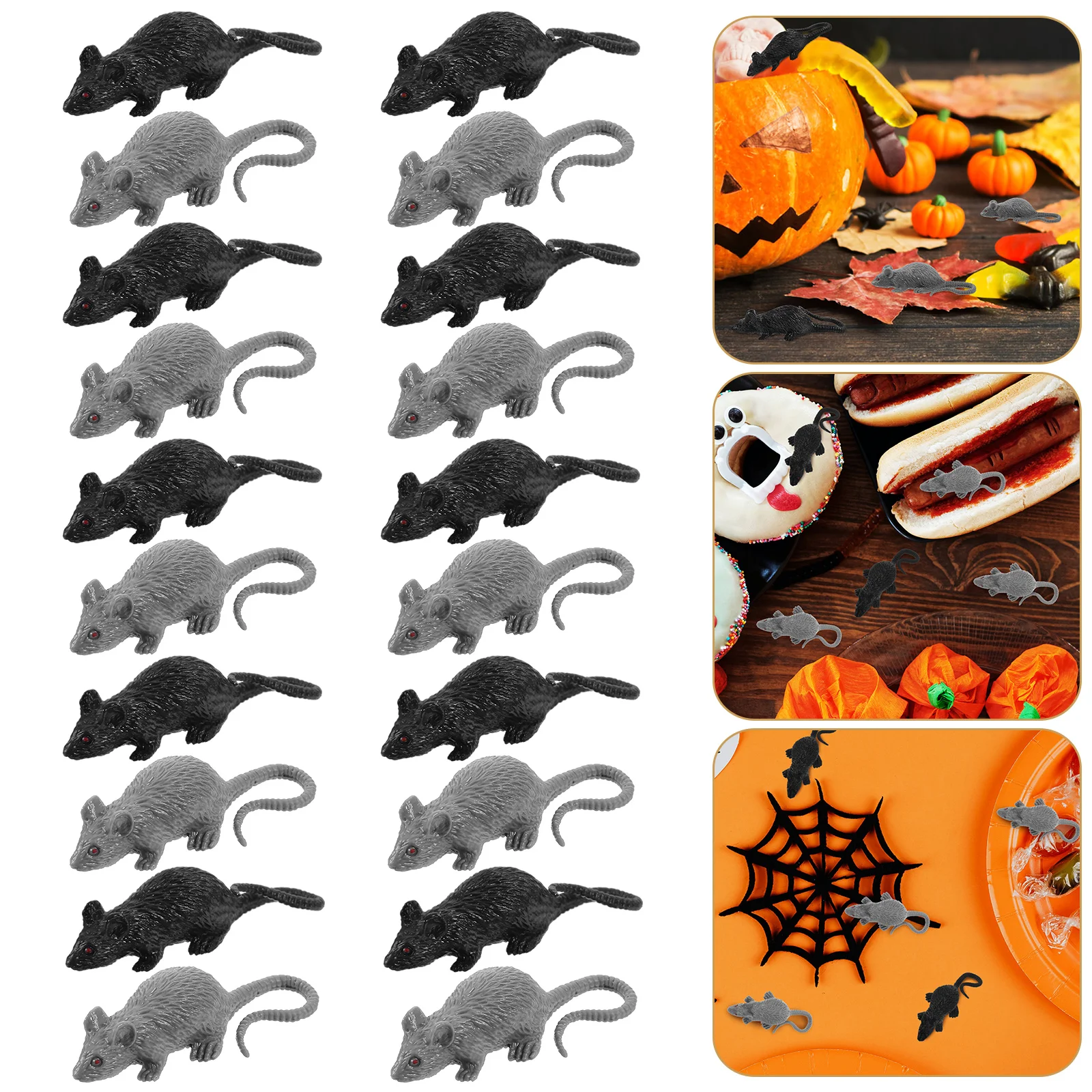 

20 PCS Motorized Mouse Cat Toy Halloween Scary Small Model Party Gathering Tricky Fake Rat Tall