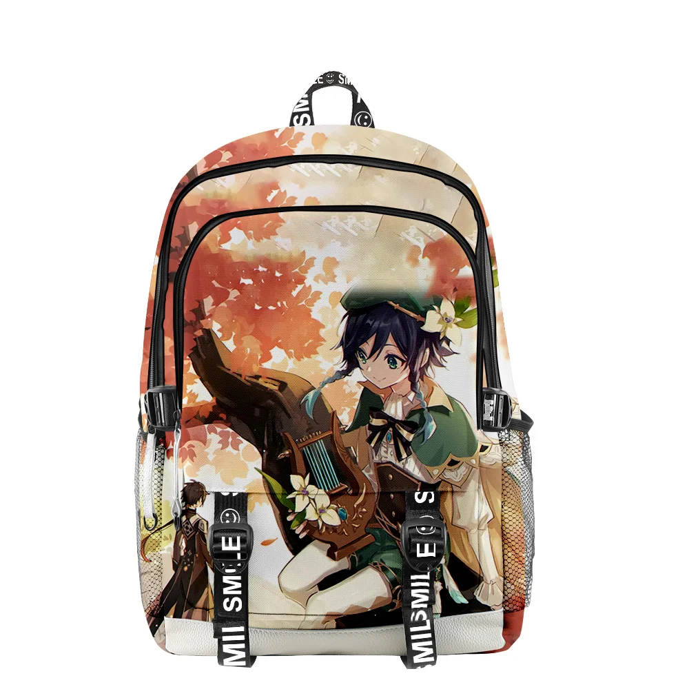 2022 Genshin Impact Venti 3D Backpack Oxford Waterproof School Bag Teenager Boys Girls Cosplay Travel Backpack Laptop Bag