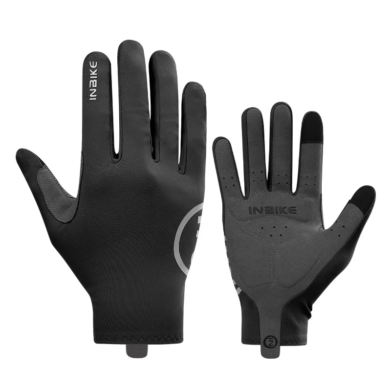 Touch Screen Full Finger Cycling Gloves - Thickened Palm Pad Shockproof MTB Bike Gloves for Men Spring Summer