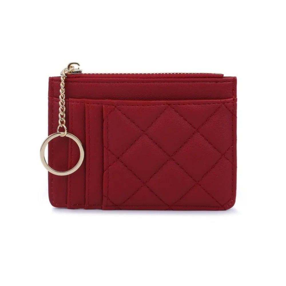 

Fashion Short Hangging Card Bag PU Leather Colorful Multi-card Wallet with Keychain Multifunction Card Holder Male/Famale