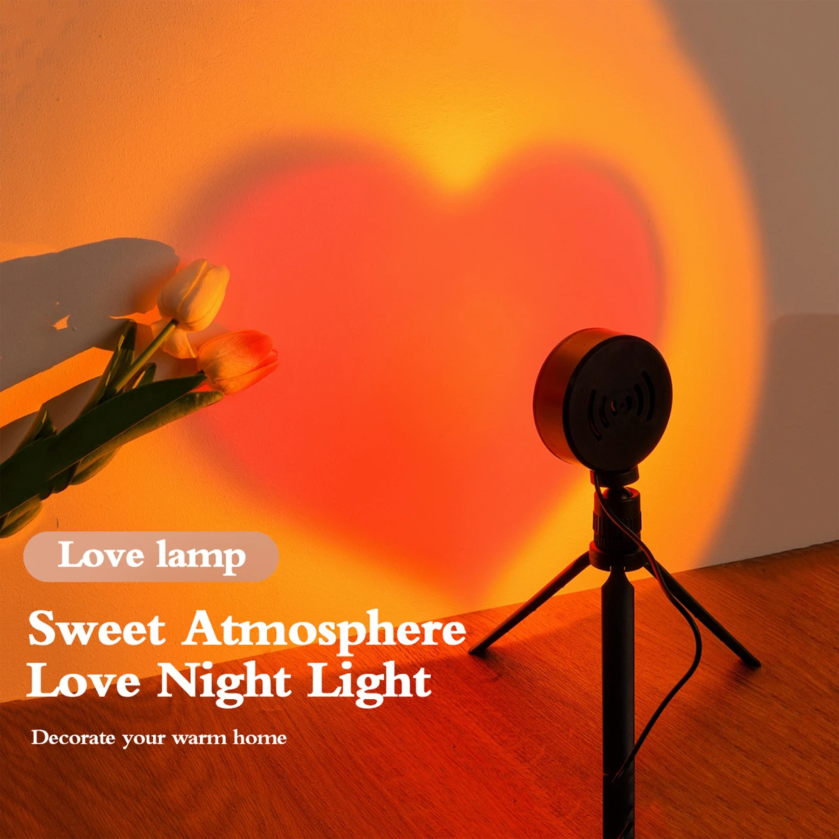 USB Red Love Sunset Projection Light Birthday Party Decoration Mood Light Bedroom Living Room Wall Photography Atmosphere Light