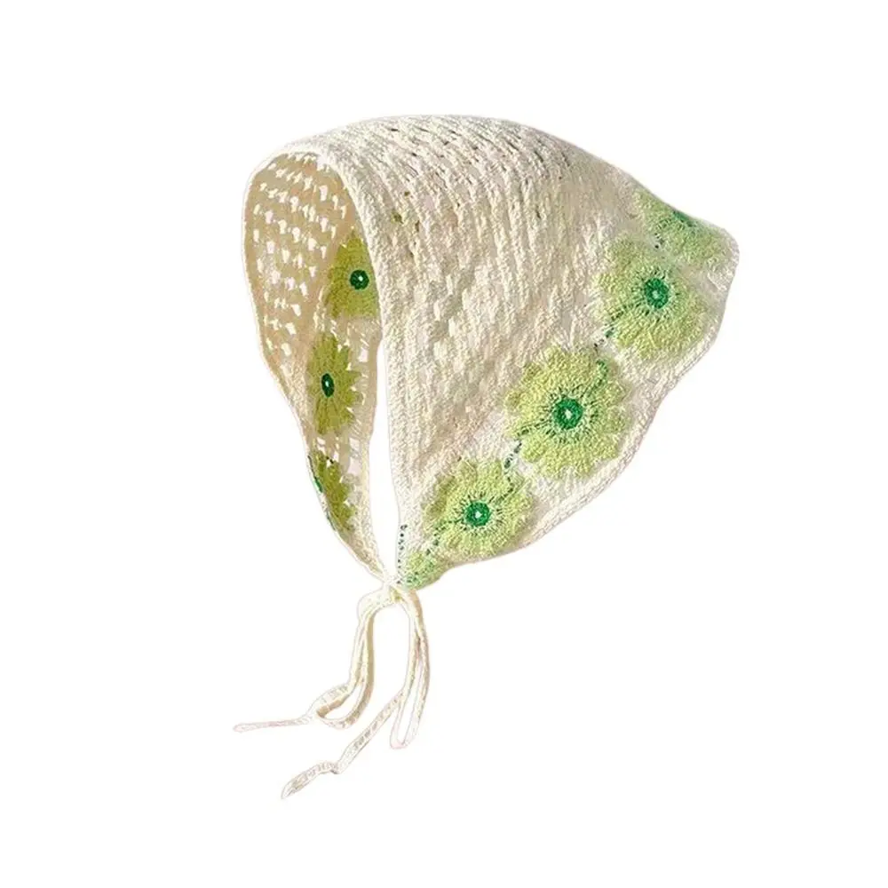 Fashion Cute Headscarf Japanese Retro Weaving Hollow Triangle Scarf Wide Knitting Headbands Women