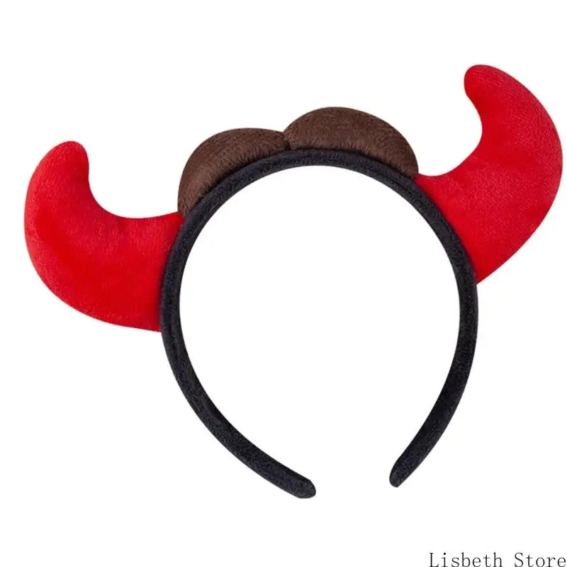 124a Halloween -kostuum kopstuk met flexibele hoorns niet -slip haaraccessoire huid vriendelijke stof vakantie feestviering