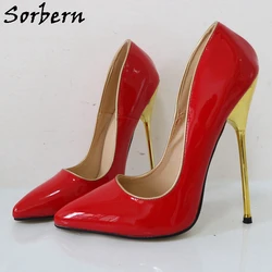 Sorbern 14Cm Metal High Heel Pumps Women Stilettos Slip On Pointed Toes Fetish Tiptoe Heels Exotic Dancer Shoes Custom Colors