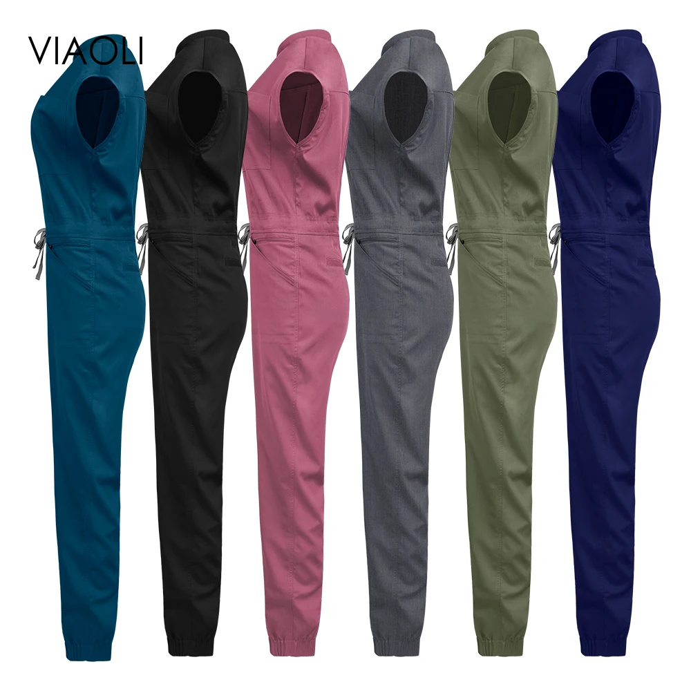 Combinaison de gommage médical pour femmes, body d'infirmière, salopette de poche, animalerie, vêtements d'allaitement, vêtements de travail pour salle d'opération, uniforme de travail de beauté