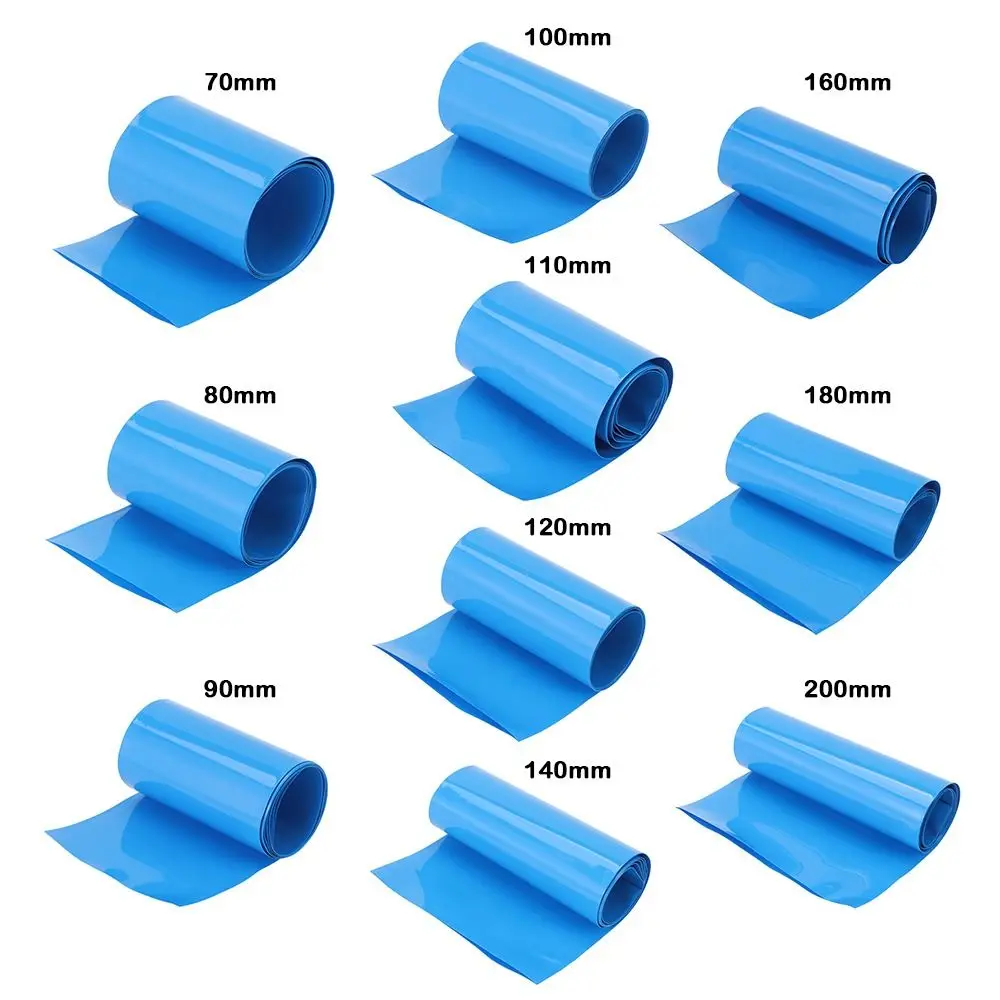 1 メートル/パック耐久性のあるリチウムイオンラップ熱収縮チューブ PVC 18650 バッテリーパック収縮フィルム 70-200 ミリメートル幅マルチサイズテープスリーブ