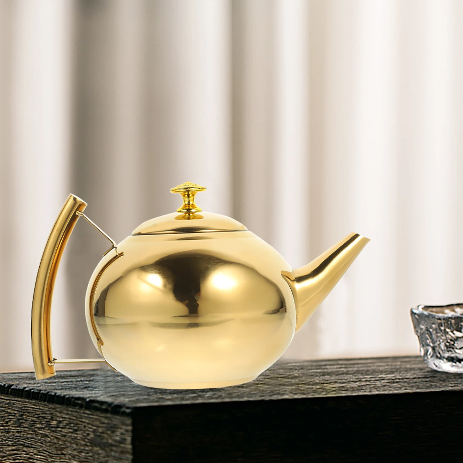

Stainless Steel Teapot 1 0L Side H Golden Strainer Kettle Gas Electric Stove Rust Resistant Kitchen Water Kettle Tea