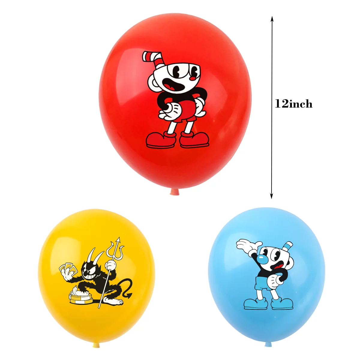 Cuphead-suministros de fiesta de feliz cumpleaños, decoración de fondo de globo de látex, pancarta de adorno de pastel, regalo para niños,