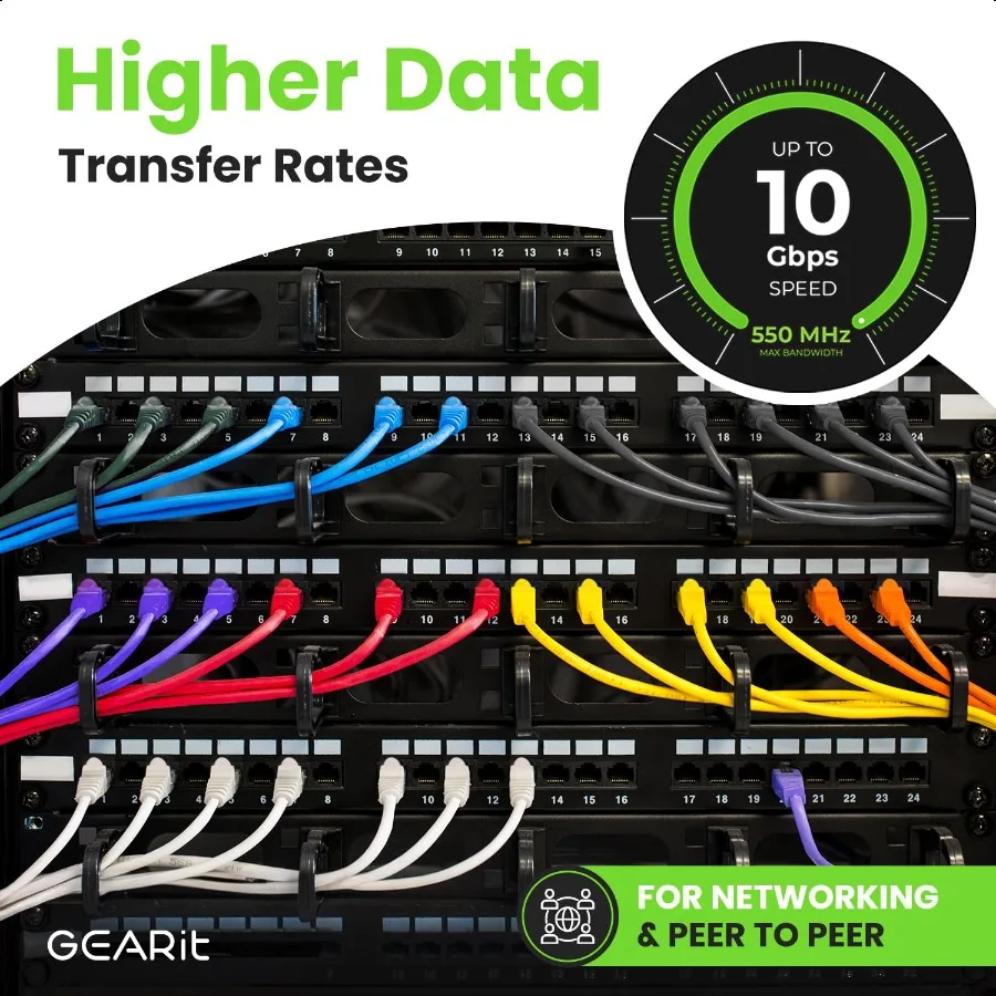 GEARit Cat 6 كابل إيثرنت حزمة 24 حزمة 1 قدم Cat6 إيثرنت التصحيح كابلات RJ45 شبكة التصحيح كابل 10 جيجابت في الثانية Snagl مطلية بالذهب Conne #6