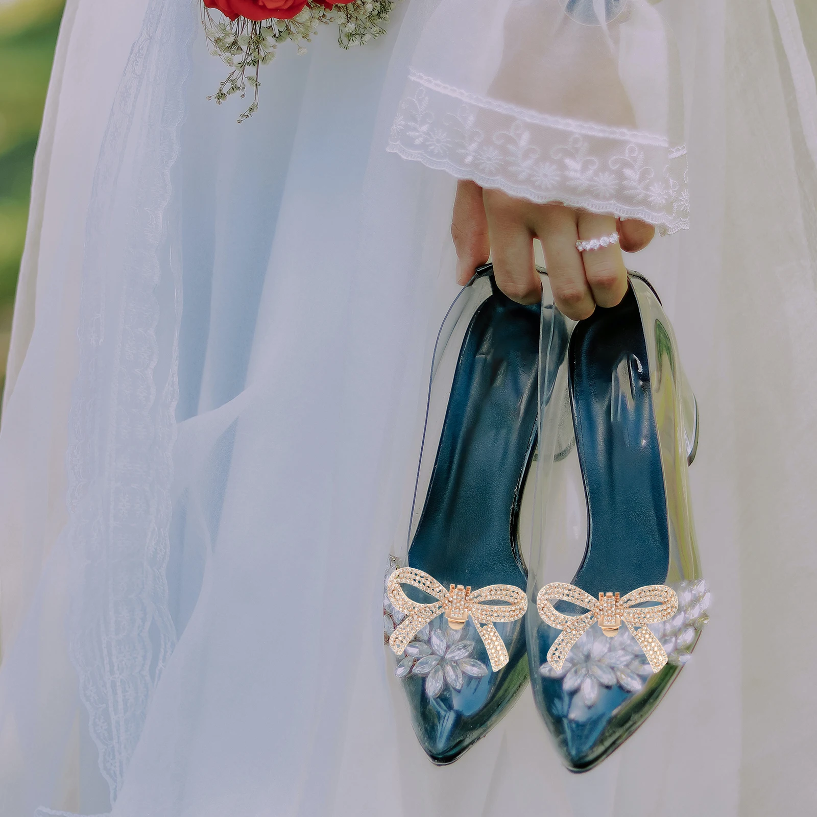 

1 Pair Rhinestone Bow Buckles Decorative Shoe Clips For Women Dress Heels Wedding Party Elegant Bowknot Shoe Jewelry Detachable