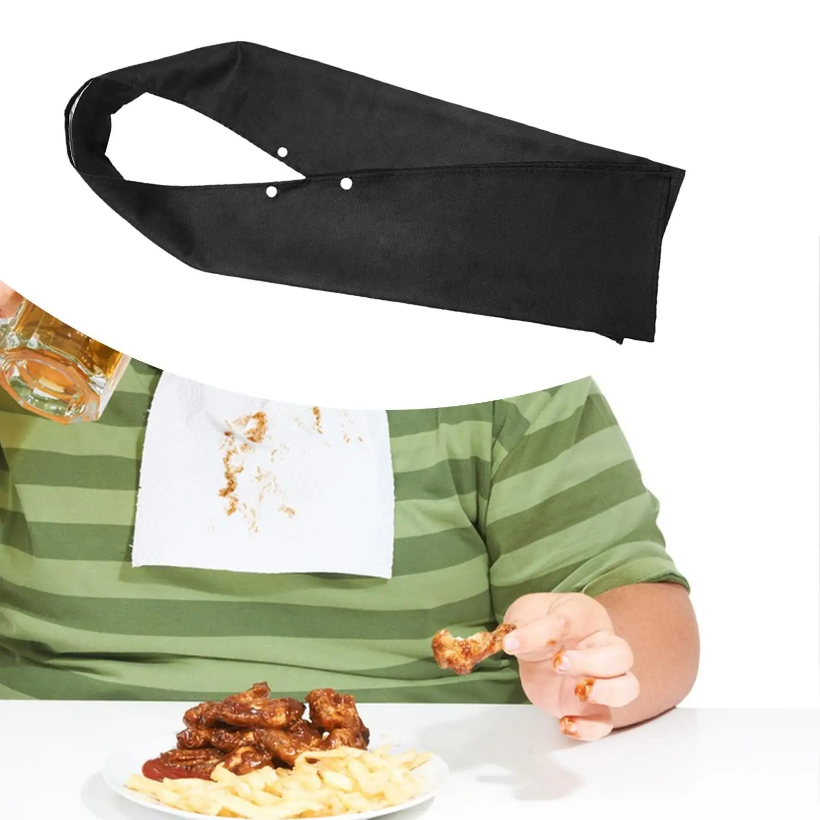 Adults Bib Scarf,Black Reusable Food Mouth Towel for Father Gift ,Women Men, Eating