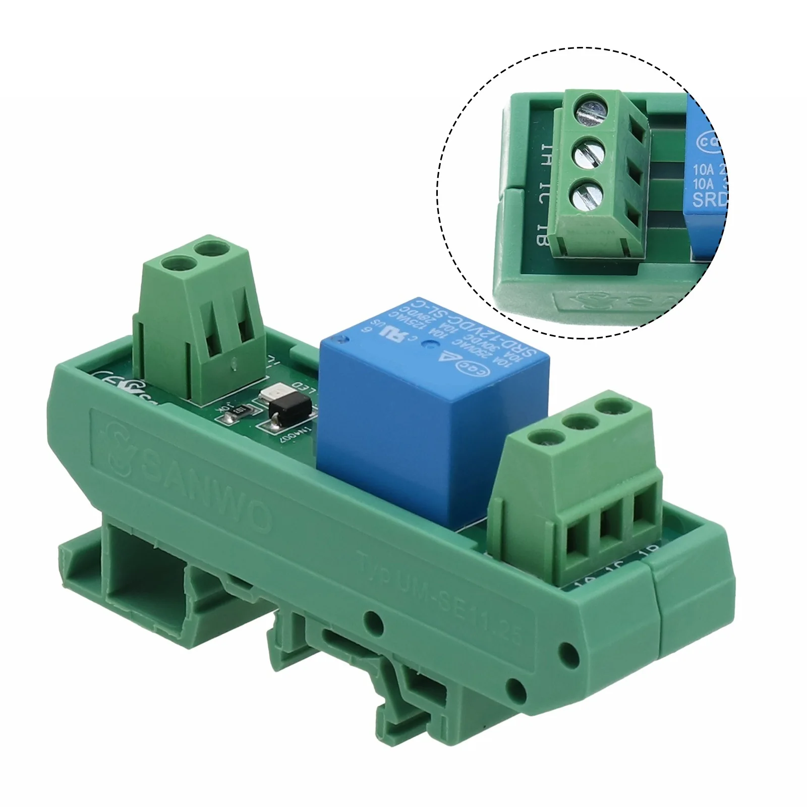 1pc Din Rail 1 Channel Relay Board5/12/24V Relay Status Indication LED TS15/28/35 Interface Electromagnetic Relay Accessories