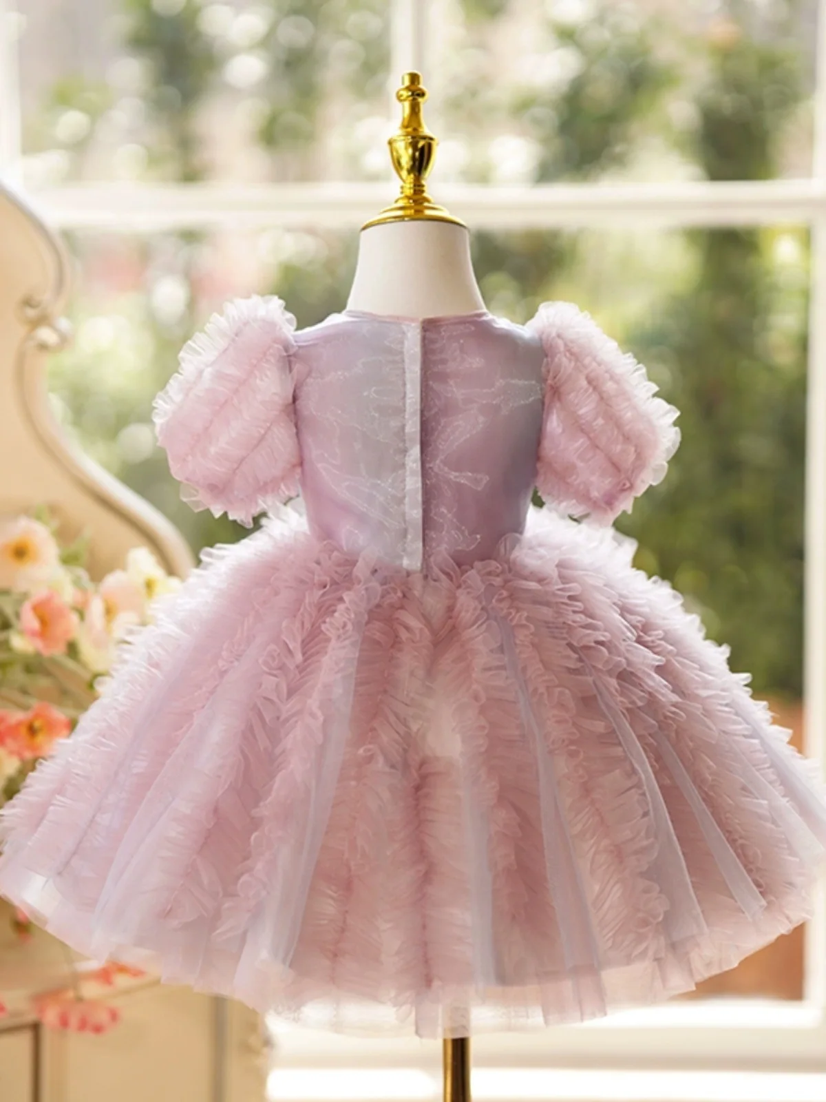 Robe de Soirée en Tulle à Manches Courtes pour Fille, Tenue de Princesse Élégante et Pelucheuse pour Enfant de 1 à 14 Ans