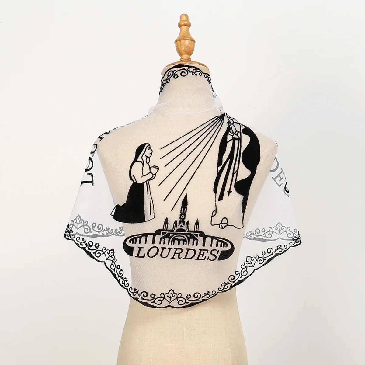 Fashion Wedding Women Virgin Mary Hijab Christian Wrap Triangle Shawl Lace Scarves Lady Headscarves Female Spring Summer