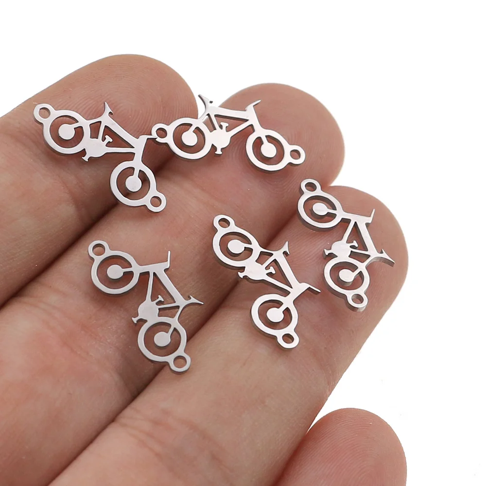 5pcs/lot Stainless Steel Sport Bike Charms Fit Bracelet Connector Charm Bracelet Necklace for DIY Anklet Earring Jewelry Making