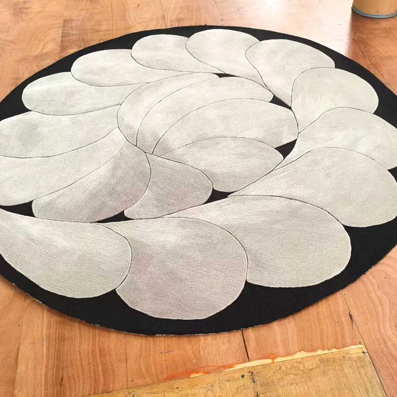 Custom Round Handmade Carpet Custom Made Wool Rugs Tufted Carpets logo Customized Washable Carpet for Bedroom