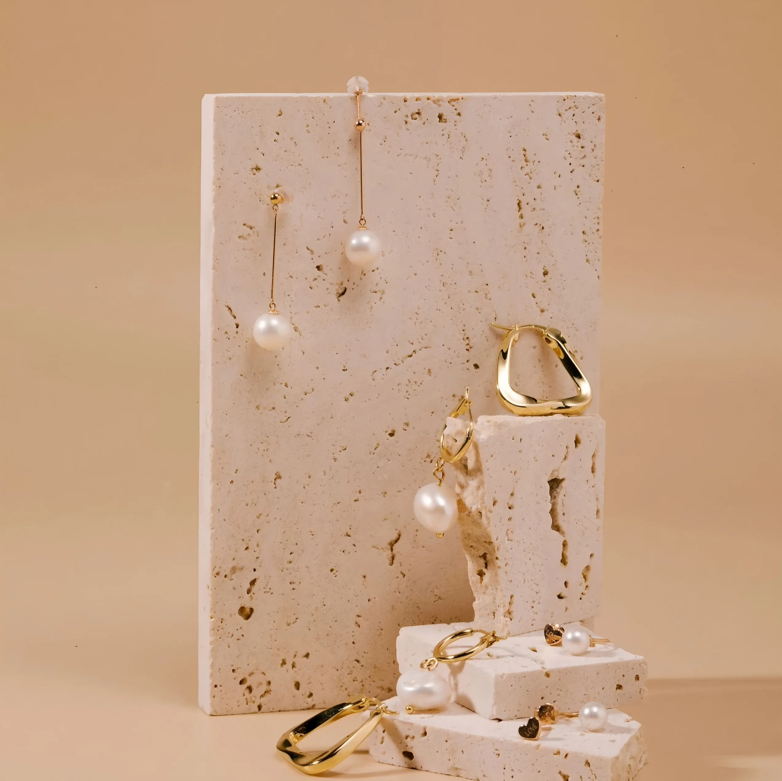 트래버틴 대리석 보석함, 메이크업 사진 촬영용 스톤 화장대 트레이, 귀걸이 진열대, 수공예 와비사비 장식