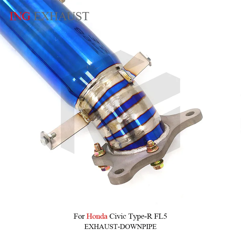 ملحقات ING أنبوب سفلي من سبائك التيتانيوم Catless لسيارة Honda Civic Type-R FL5 أداء رأس المحرك نظام عادم نمط جديد #2