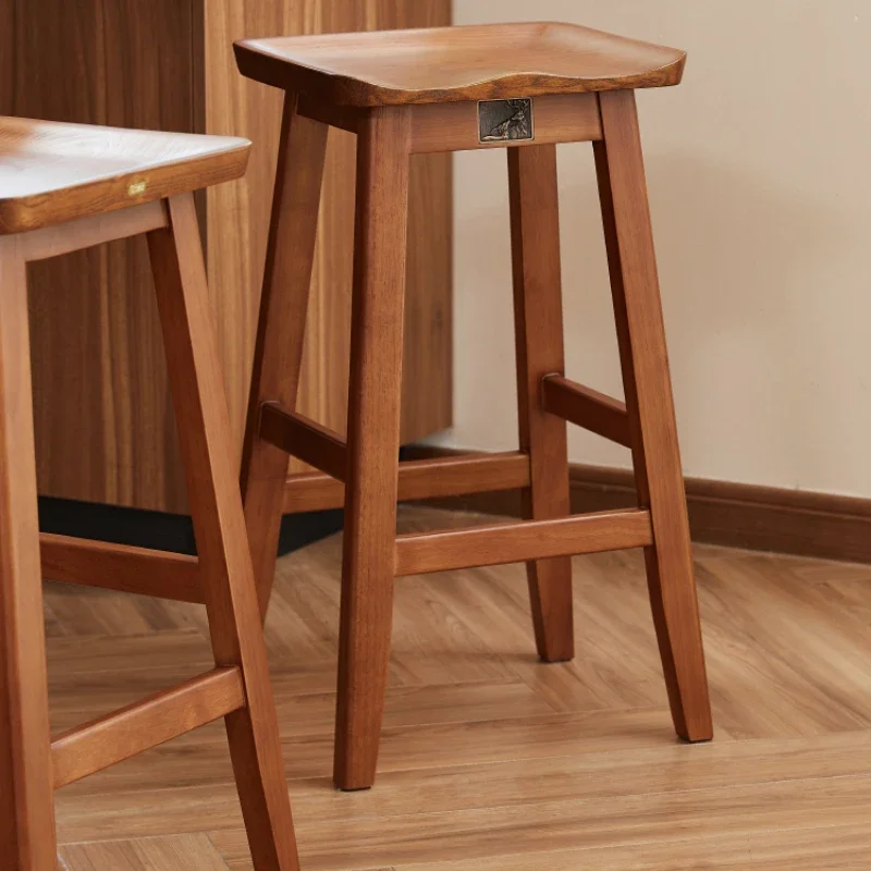 Mainstays Minimalist Style Light Luxury Solid Wood Retro Bar Stool Home Restaurant Bar Coffee Shop Foldable Wine Bar Furniture