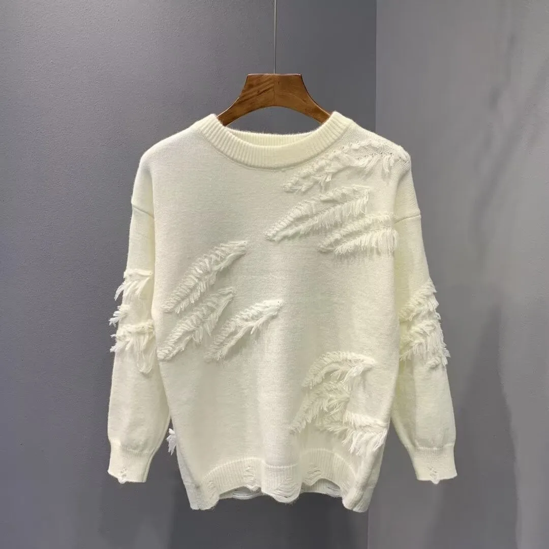 

Повседневный свободный крой круглый трикотаж для мужчин осень-зима винтажный ленивый сарафан с нерегулярным узором теплая молодежная мода