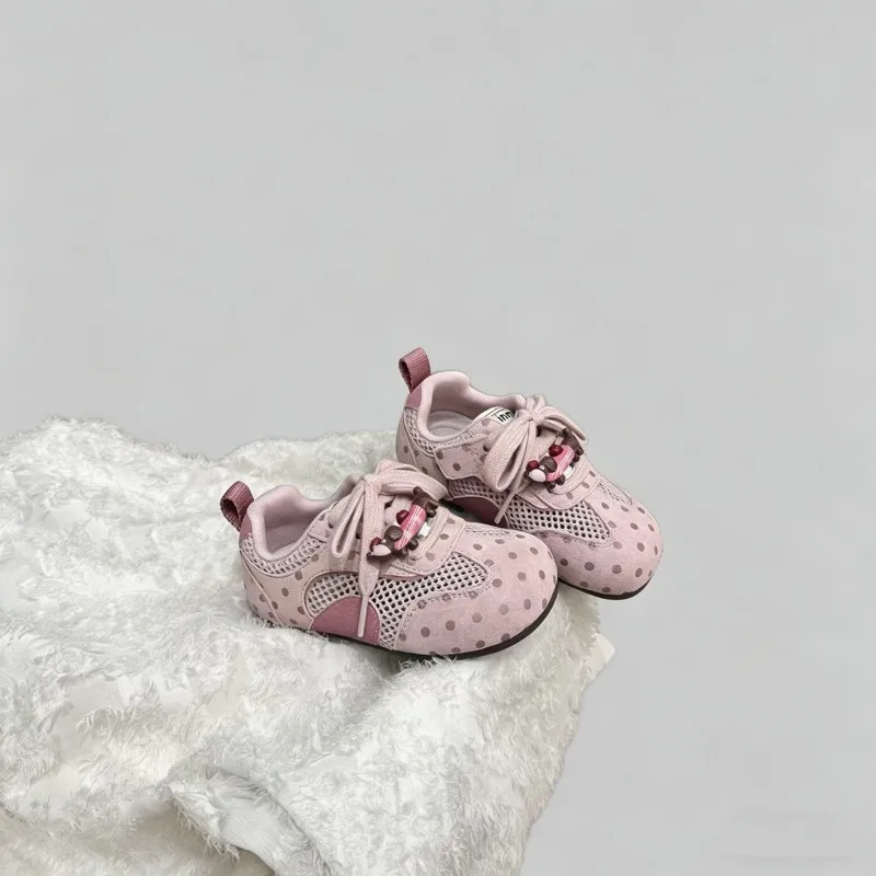 

Детские теннисные кроссовки Mumoresip: милые туфли в горошек для девочек, повседневные, дышащие, сетчатые, новинка 2026 года, детская спортивная обувь с мягкой подошвой