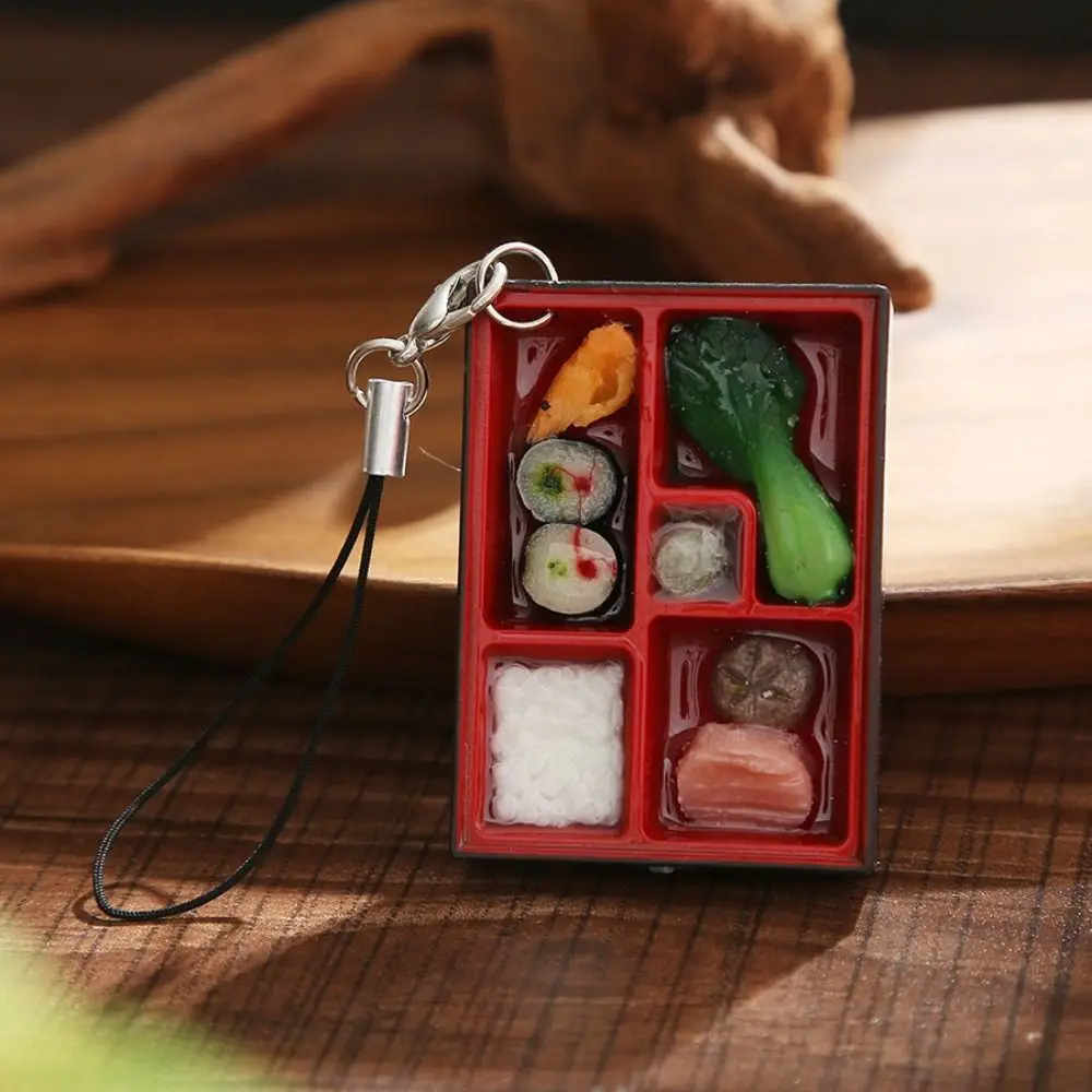 PVC Simulation Food Box Toy Keychain Scene Model Keyring Dollhouse Mini Sushi Keychain Sushi Box Lunch Creative