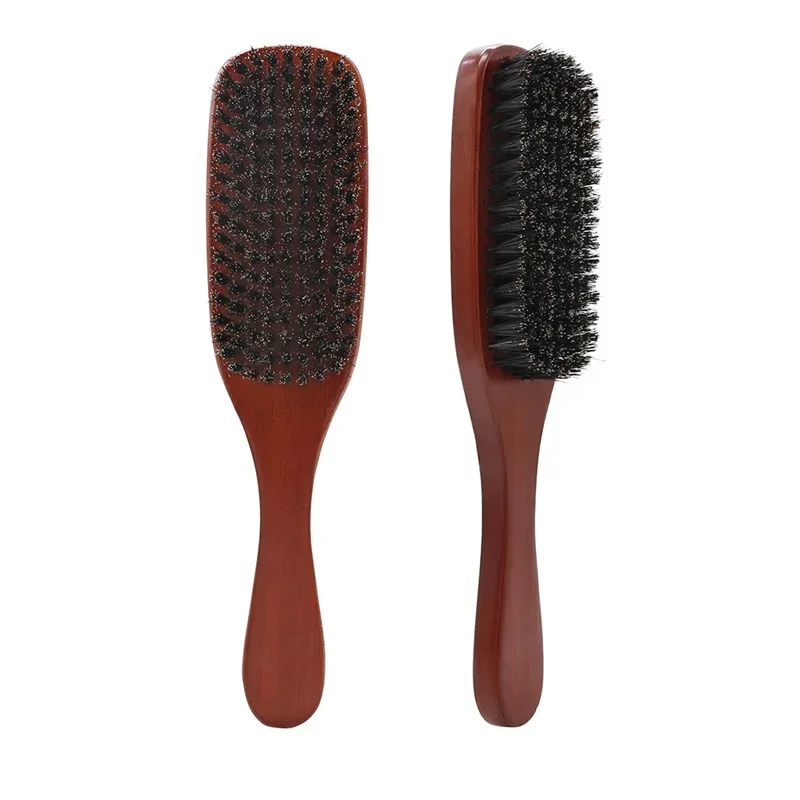 soft boar bristle beard brush hairdressing hair styling comb for beard men\'s shaving brush wood handle beard and mustache brush