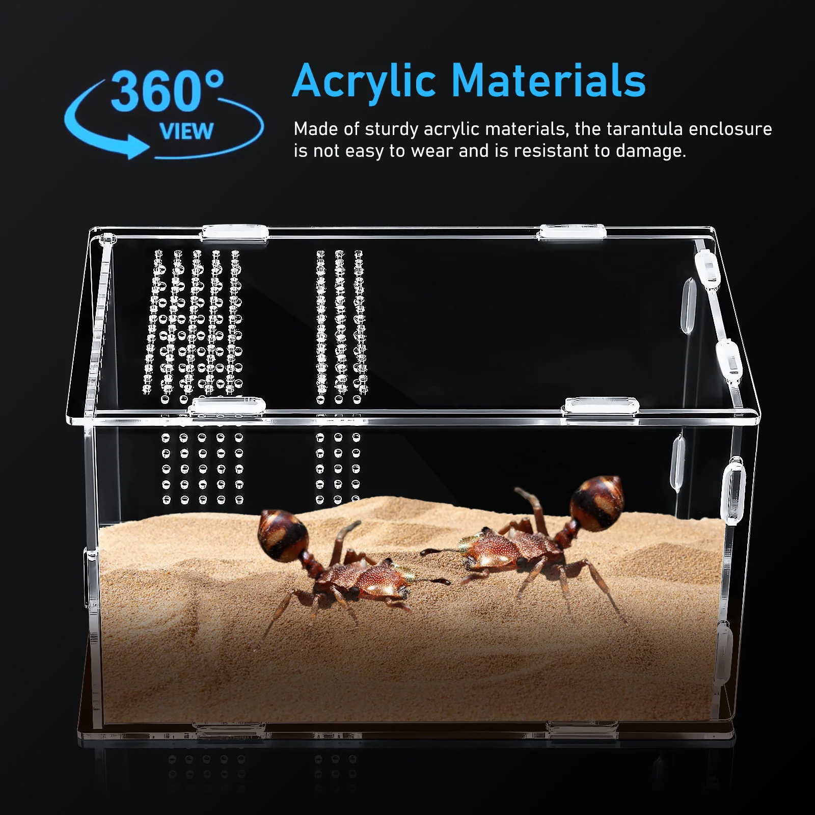 

Acrylic Reptile Enclosure 12x12x20 Easy Assembly Compact Durable Feeding Box for Snails Tarantula Spider Lizard Frog Insect