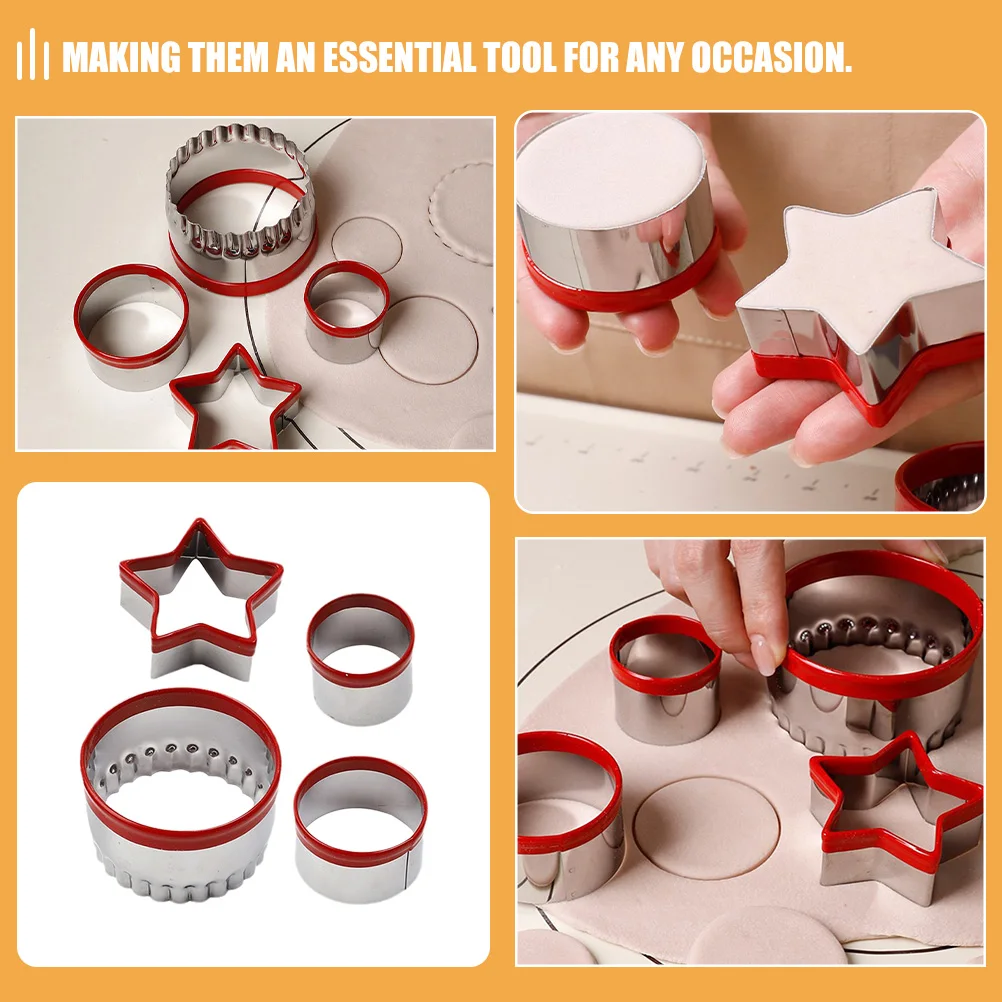 

4 Pcs Cookie Set Stainless Steel Baking Mold Pastry for Cake Cookies S wich Vegetable Easy Clean Practical