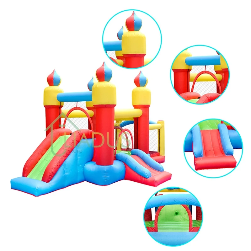 

Inflatable Jumping House Trampoline Bouncy Castle with Blower Kids Outdoor Courtyard Play Bouncer Castle Game