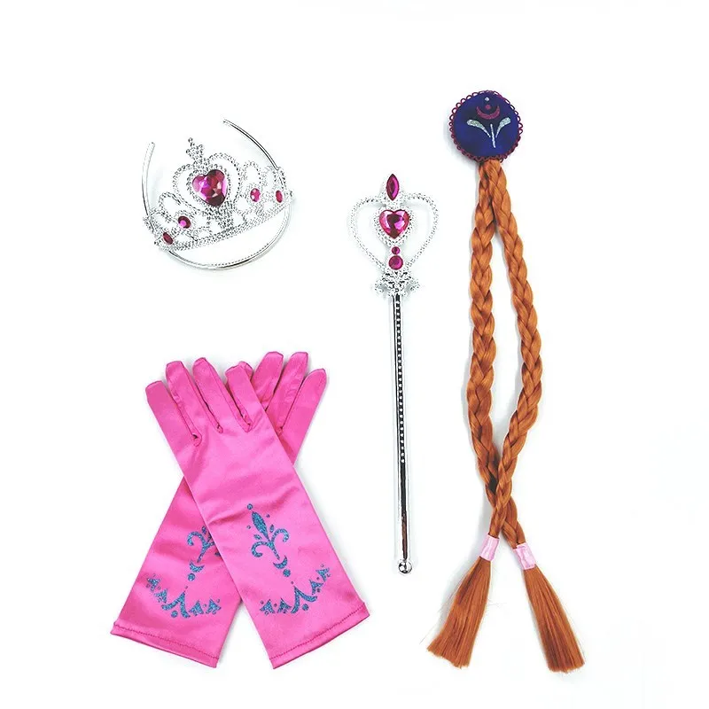 Children Princess Party Accessories Girl Cosplay Costume Kit Kids Crown Wand Gloves Earrings Ring Necklace Multi Color Supply