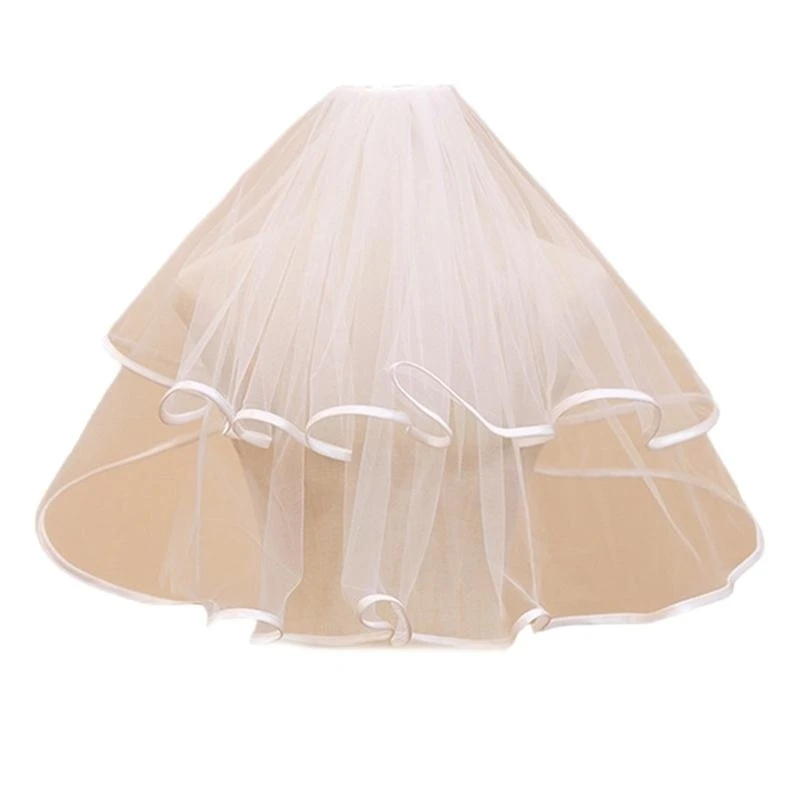 

A52E Bride Veil Stylish Wedding Veil Ruffled Head Covering Wedding Hair Covering White Wedding Veil Headscarf Short Veil