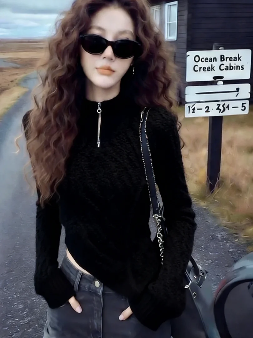 

Корейский вязаный свитер Sli: модный зимний топ для ношения под одеждой, класса люкс, с уникальным французским дизайном