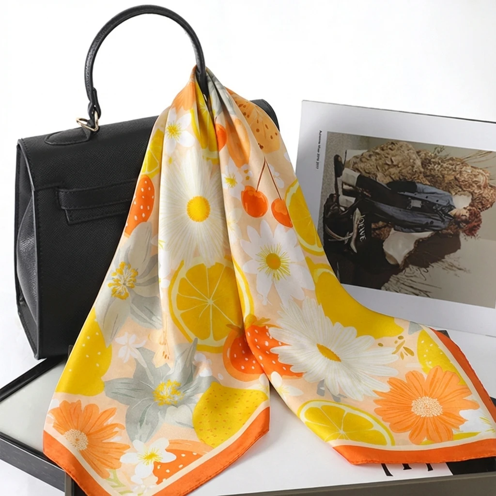 

Шелковый платок/шарф для женщин 70*70 см, роскошный, мягкий, для волос, сумки, головы, хиджаб, женский фулярд, 2026