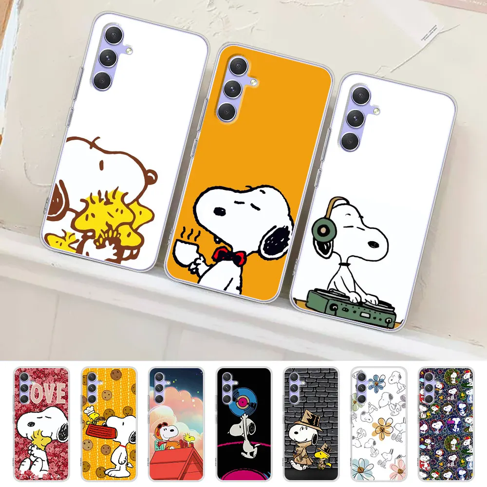 Cute Cartoon S-Snoopys Phone Case for Samsung Galaxy A54 A14 A51 A31 A53 A52 A12 A15 A25 A35 A55 A21s A24 A41 A23 TPU Soft Cover