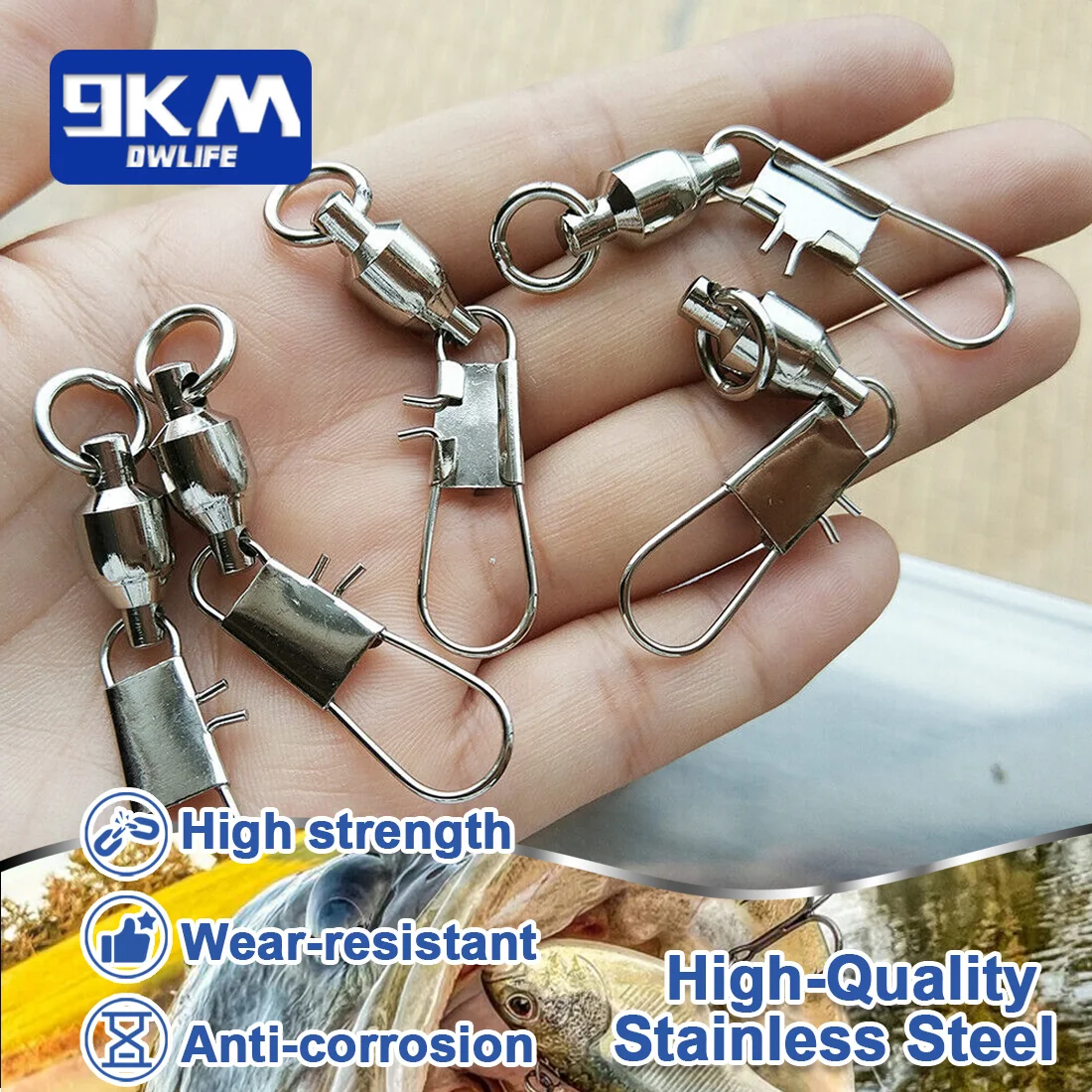 20~100Pcs Snap Fishing Swivels Ball Bearing Interlock Snap Pin Stainless Steel Fishing Accessories Fishing Lures Pin Connector