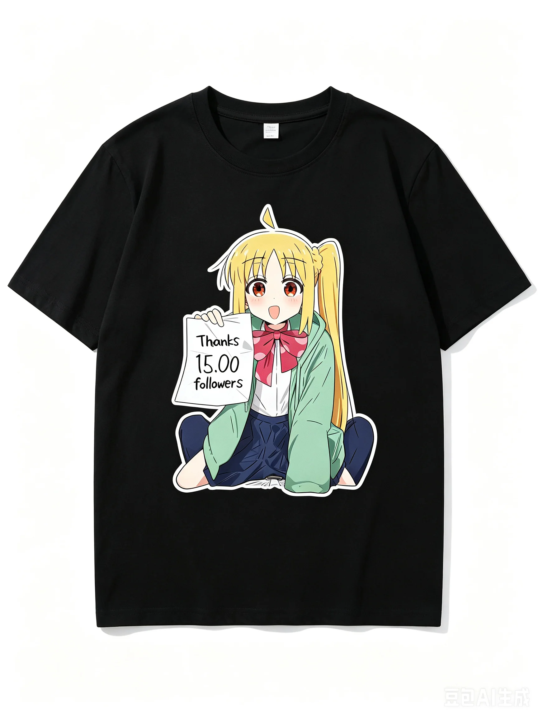 2026 New Unisex Crew Neck Casual Short Sleeve T-Shirt With Thank You Note Nijika Ijichi Cutout Anime Print T-Shirt