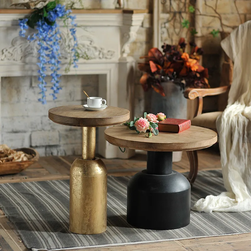 

Coffee table retro style hotel B & B living room sofa round corner flower shop storage small round table