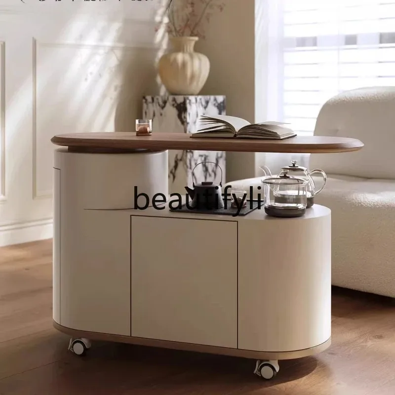 

Mobile tea table Modern coffee table Rotating light luxury sofa Side cabinet Living room Small tea cart