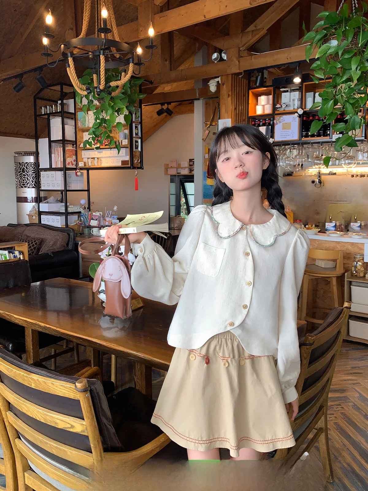 

Женская блузка с длинным рукавом и художественным дизайном, из смесового льна, с разноцветным воротником, дышащая, прямого кроя, осенняя коллекция